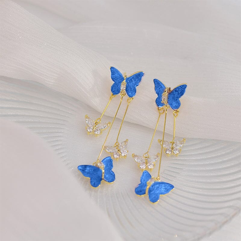 Boucles d'Oreilles Pampille Papillon Cristal