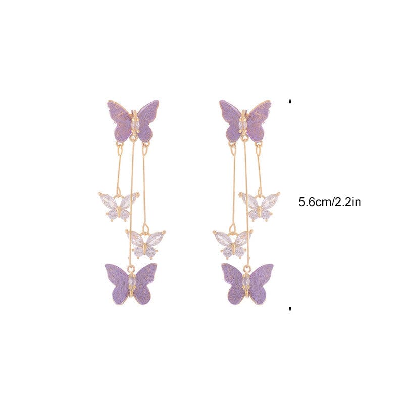 Boucles d'Oreilles Pampille Papillon Cristal