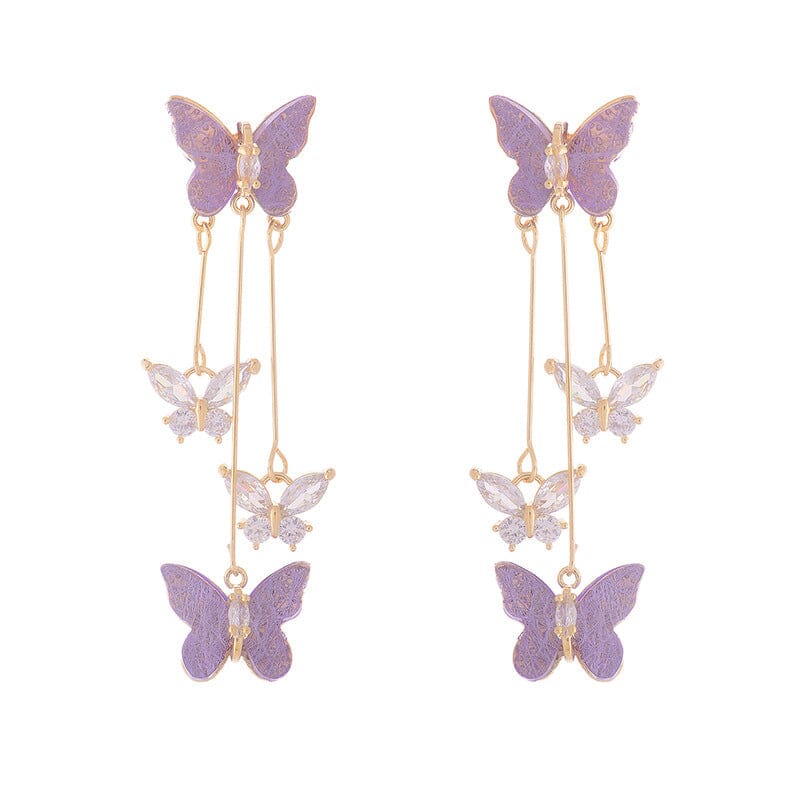 Boucles d'Oreilles Pampille Papillon Cristal