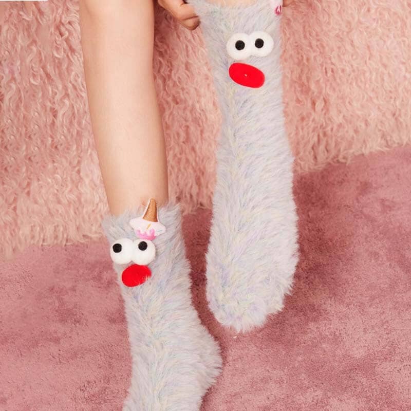 Chaussettes excentriques 3D en velours corail