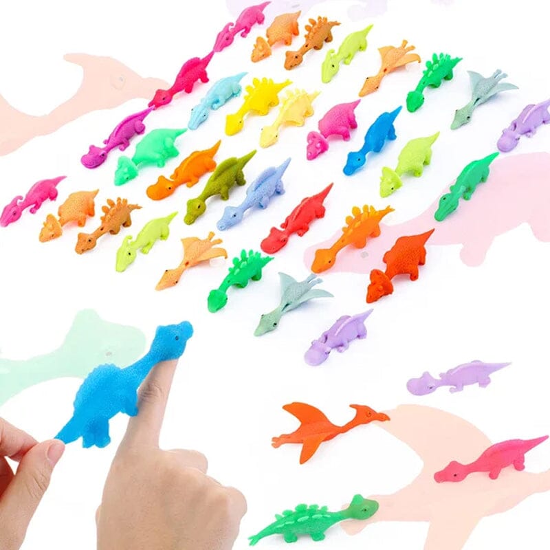 Jouets de doigt de dinosaure de fronde(10 pièces, couleurs aléatoires)