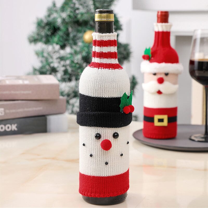 Couvre-bouteille de Noël en tricot