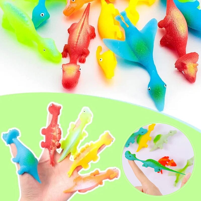 Jouets de doigt de dinosaure de fronde(10 pièces, couleurs aléatoires)