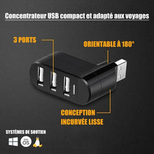 Charger l&#39;image dans la galerie, Mini Concentrateur USB Rotatif à 3 Ports
