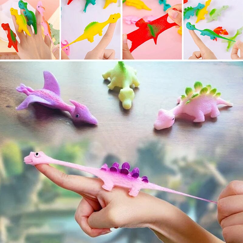 Jouets de doigt de dinosaure de fronde(10 pièces, couleurs aléatoires)