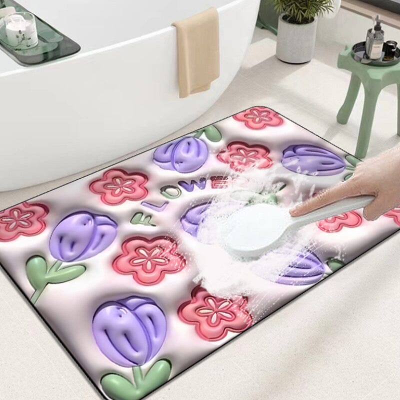 Tapis en diatomées souples à fleurs 3D