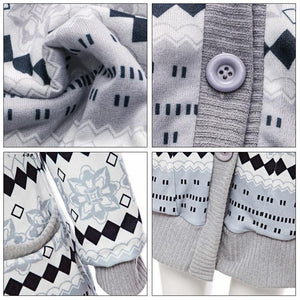 Rhinoblanc™ Hiver Cardigan Sweat Tricoté à Bouton à Capuche