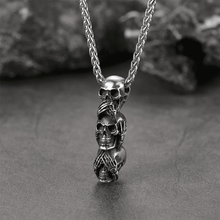 Charger l&#39;image dans la galerie, Speak No Evil, Hear No Evil, See No Evil Skulls Necklace For Men