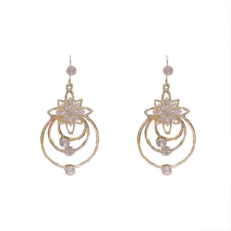 Boucles d'oreilles Trois Créoles Lotus en Cristal