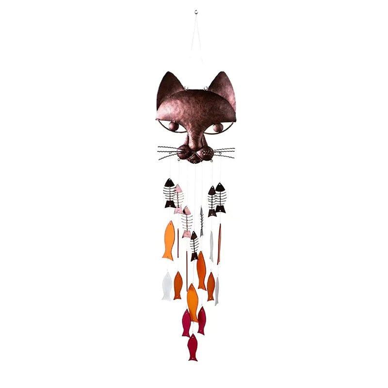 Carillon Éolien de Poisson-chat Amusant en Métal Artisanal