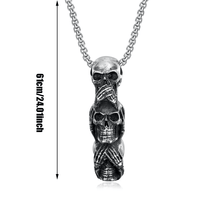 Charger l&#39;image dans la galerie, Speak No Evil, Hear No Evil, See No Evil Skulls Necklace For Men